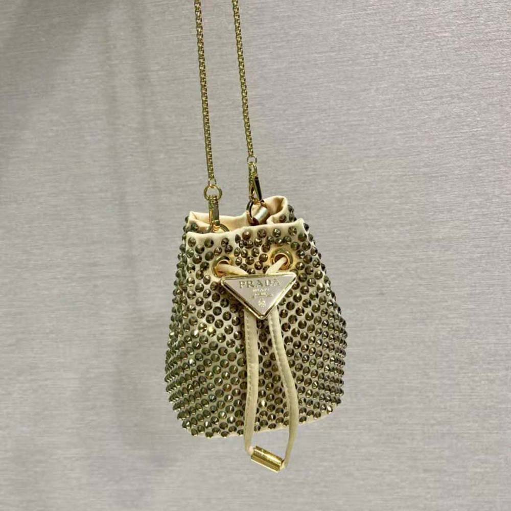 Prada Women Embellished Satin Mini-Pouch-Gold - image 6