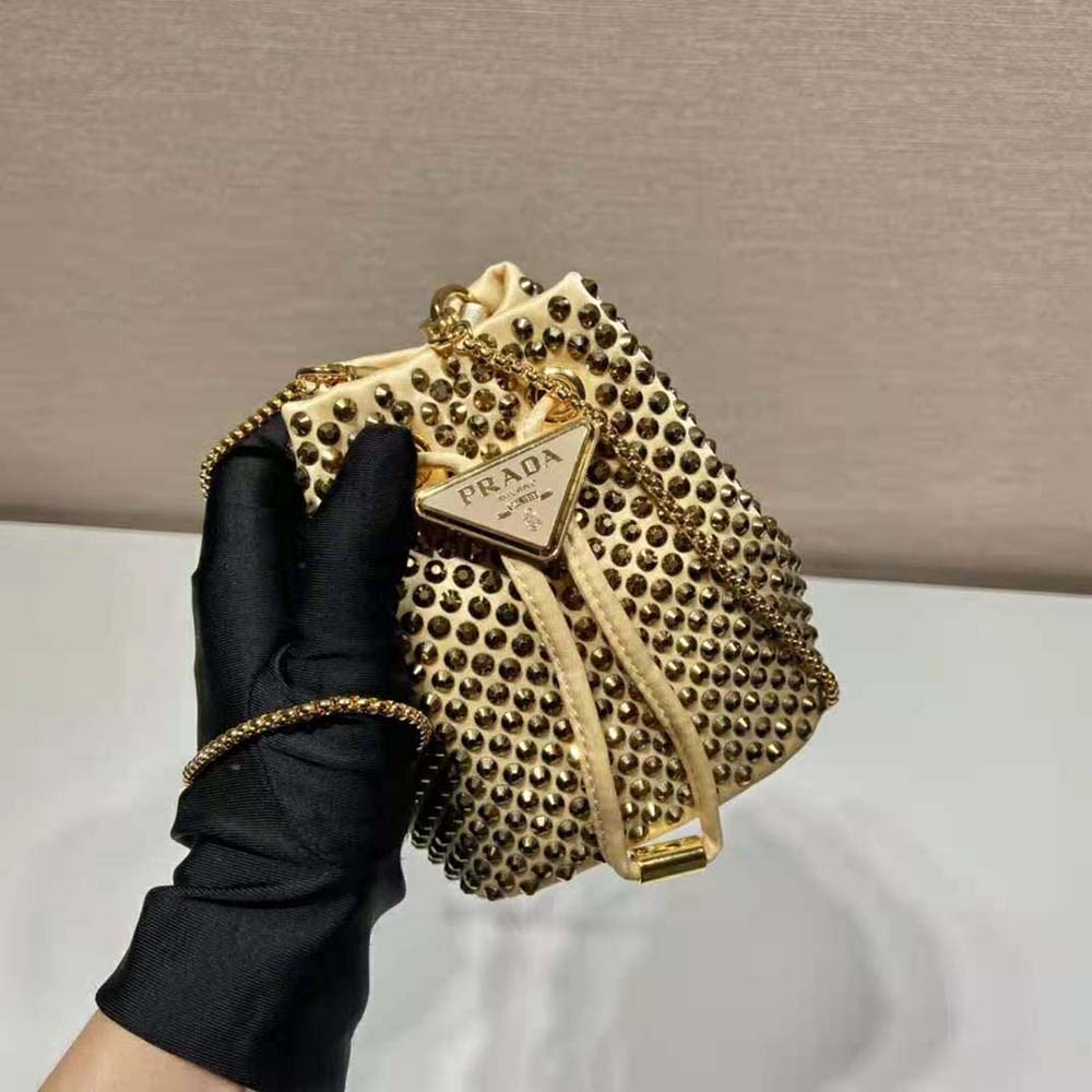 Prada Women Embellished Satin Mini-Pouch-Gold - image 5