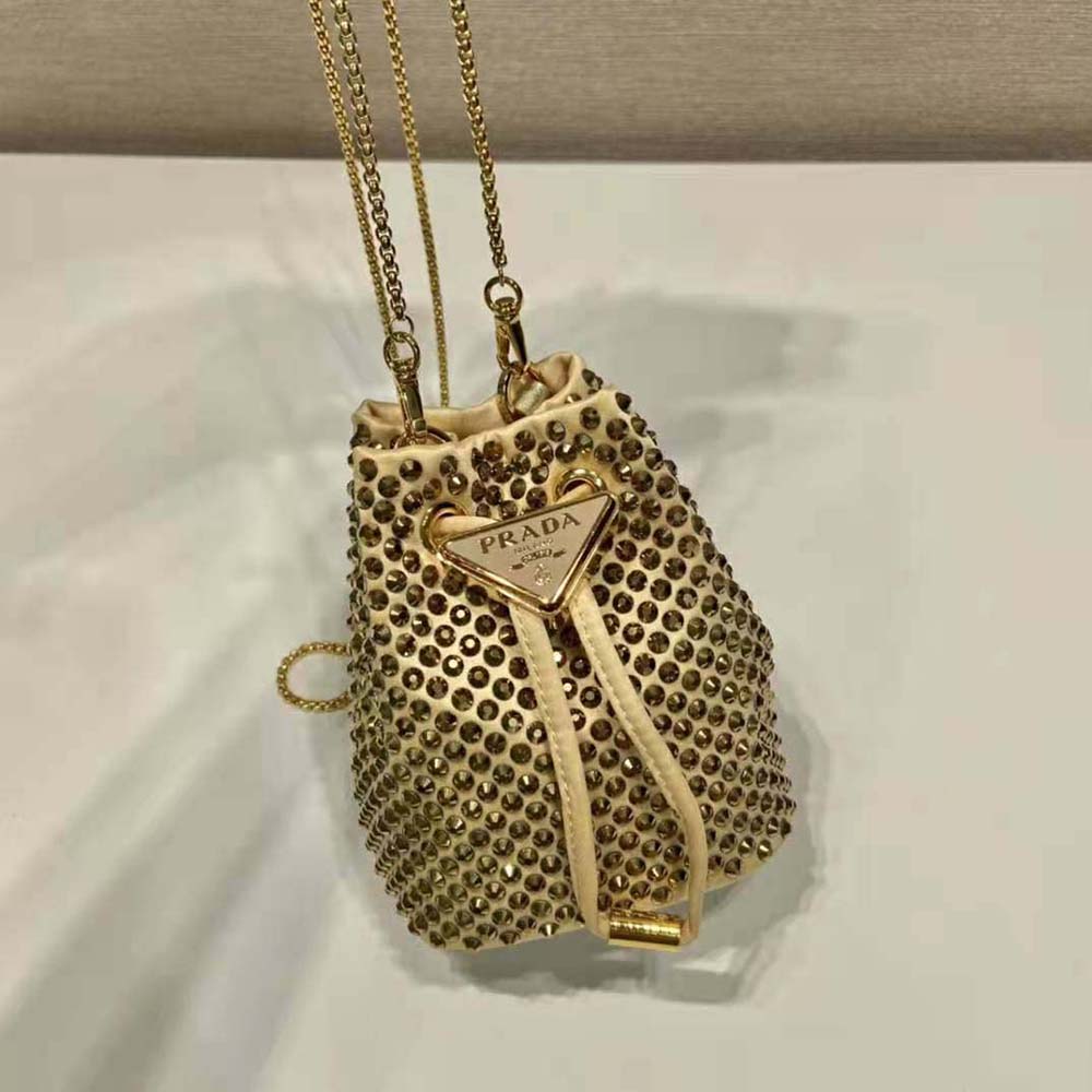 Prada Women Embellished Satin Mini-Pouch-Gold - image 4