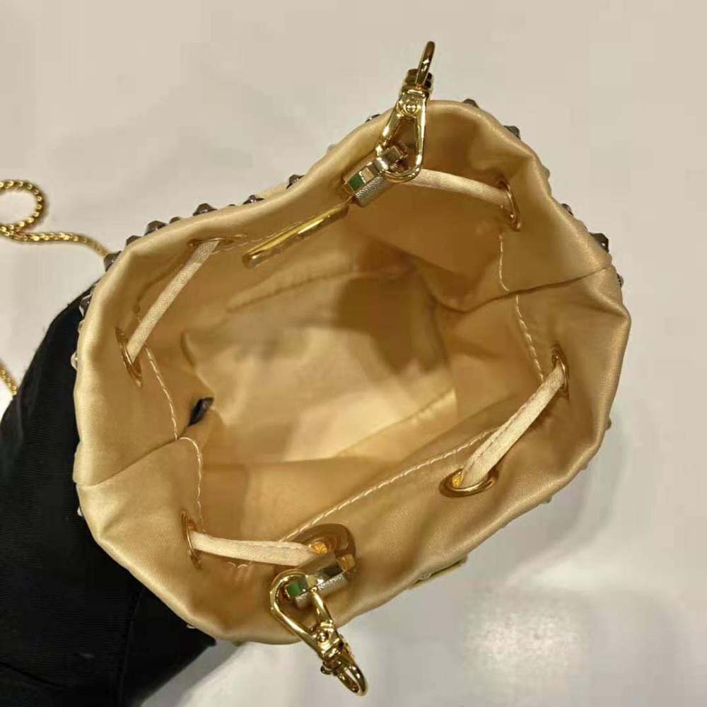 Prada Women Embellished Satin Mini-Pouch-Gold - image 9