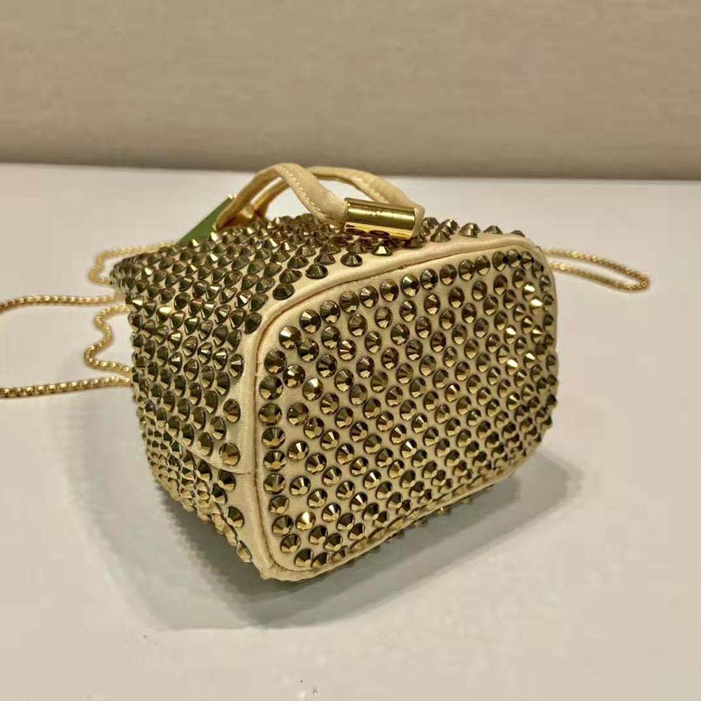 Prada Women Embellished Satin Mini-Pouch-Gold - image 8