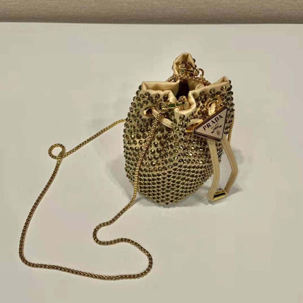 Prada Women Embellished Satin Mini-Pouch-Gold - image 7