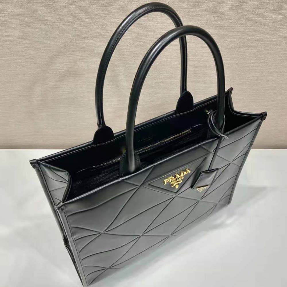 Prada Women Large Leather Handbag-Black - image 7
