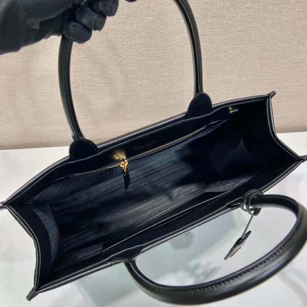 Prada Women Large Leather Handbag-Black - image 8