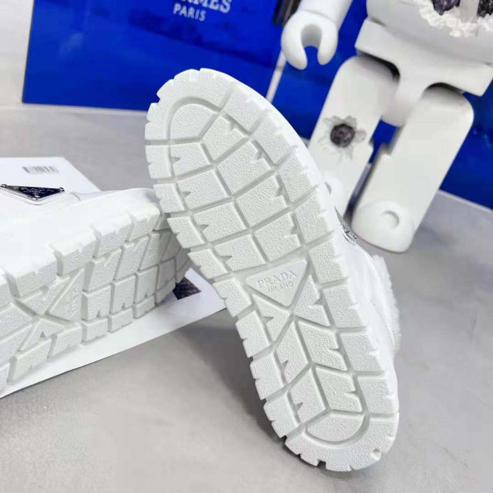 Prada Women Leather and Shearling Sneakers-White - image 10