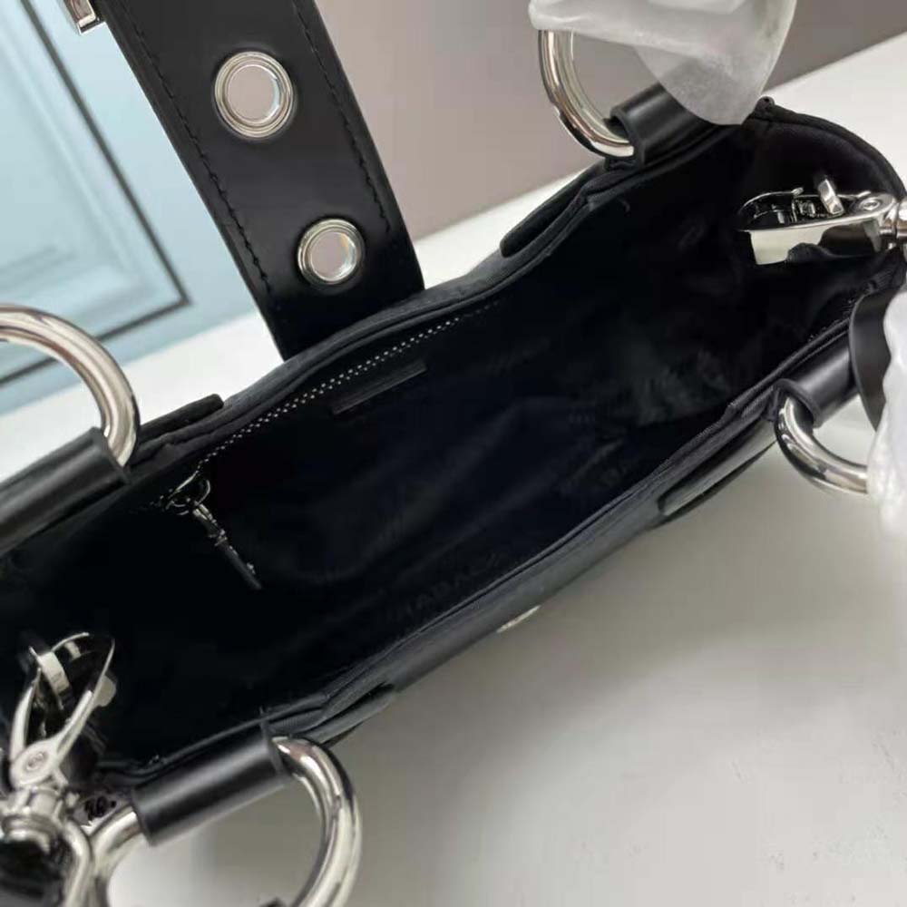 Prada Women Moon Re-Nylon and Leather Bag-Black - image 8