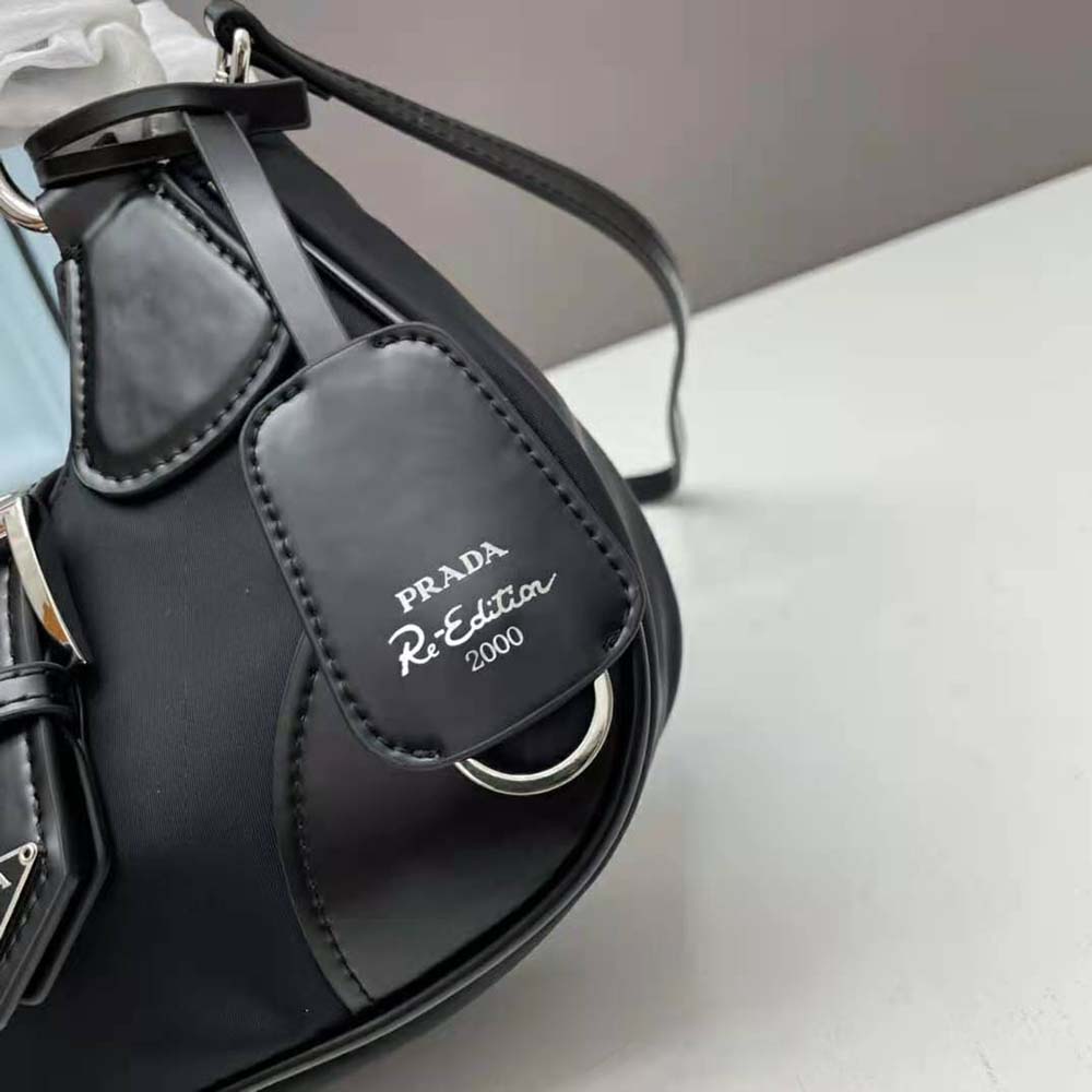 Prada Women Moon Re-Nylon and Leather Bag-Black - image 7