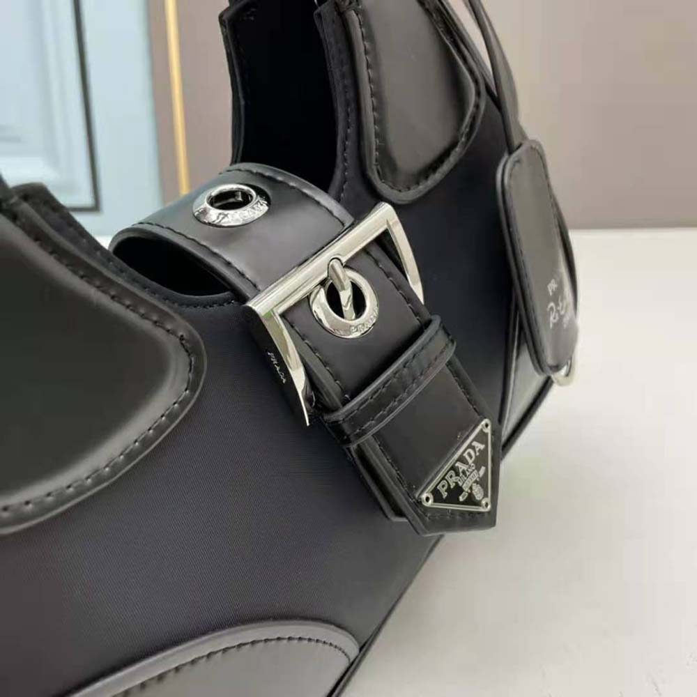 Prada Women Moon Re-Nylon and Leather Bag-Black - image 6