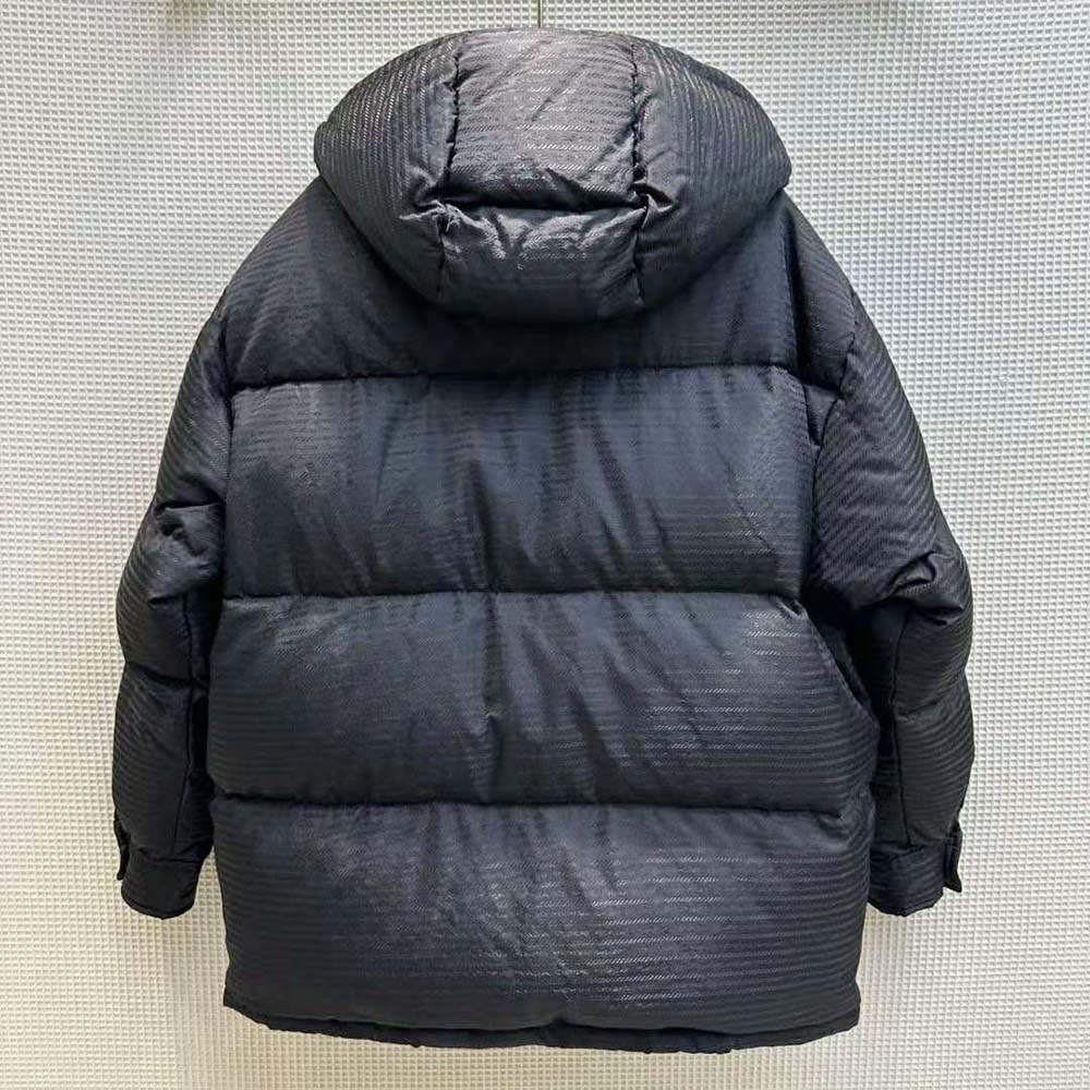 Side profile showing adjustable hood on Prada Women Re-Nylon Jacket
