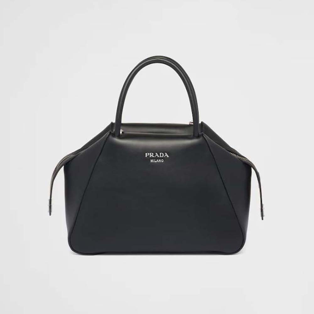 Front view of Prada Women Small Leather Prada Supernova Handbag in black