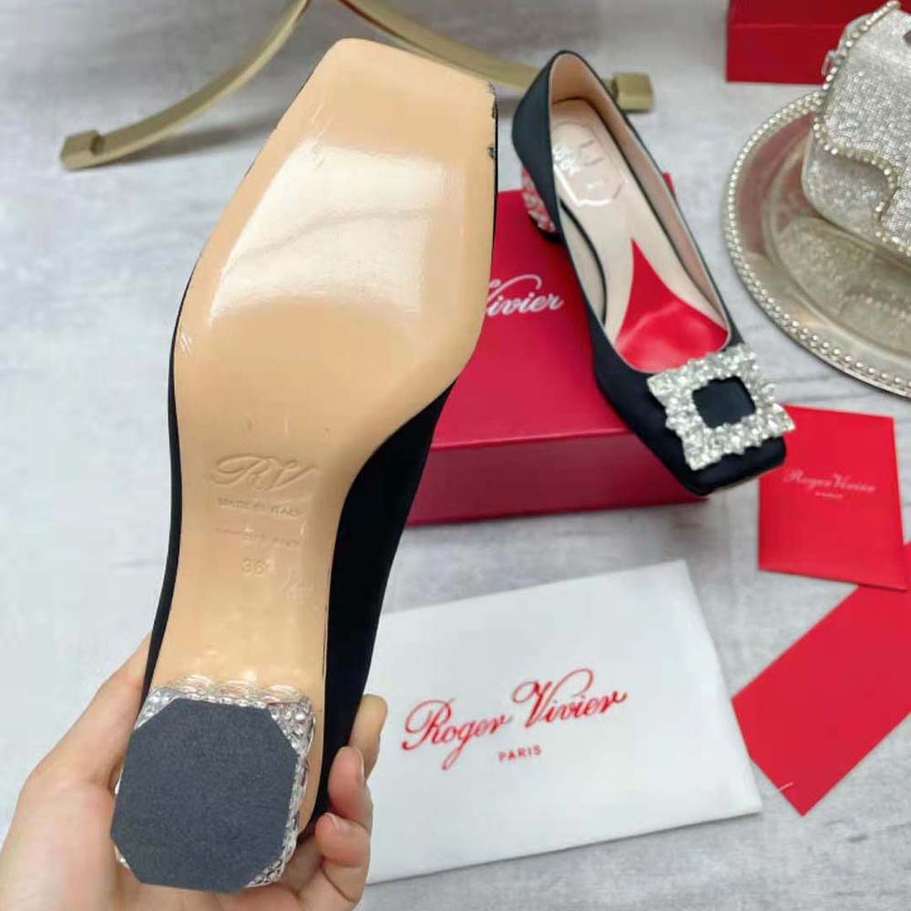 Roger Vivier Women Jewel Heel Rhinestone Buckle Pumps in Satin - image 10