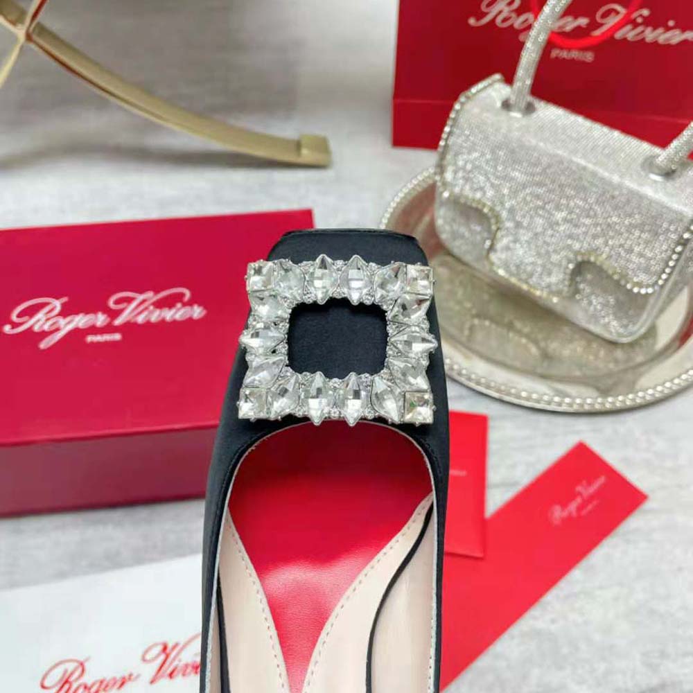 Roger Vivier Women Jewel Heel Rhinestone Buckle Pumps in Satin - image 8