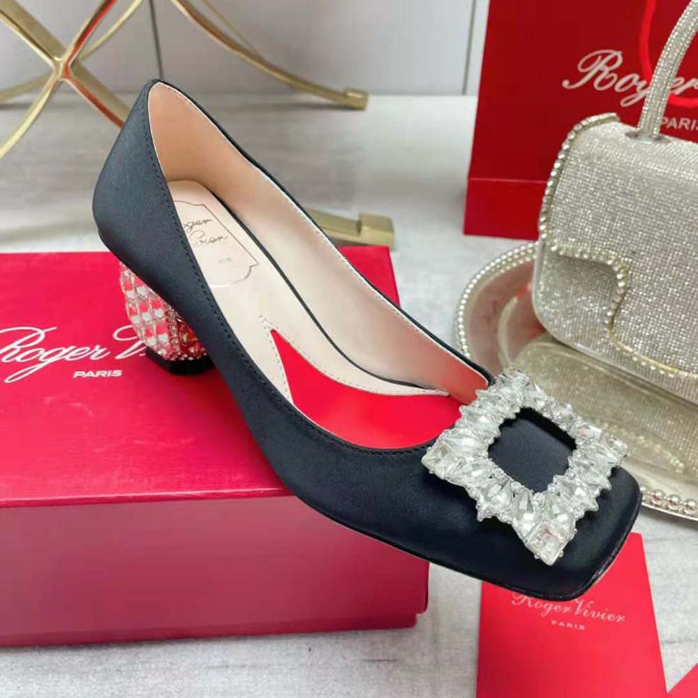 Roger Vivier Women Jewel Heel Rhinestone Buckle Pumps in Satin - image 7