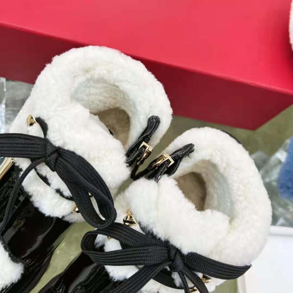 Roger Vivier Women Viv’ Go-Thick Metal Buckle Fur Ankle Boots in Patent Leather - image 8
