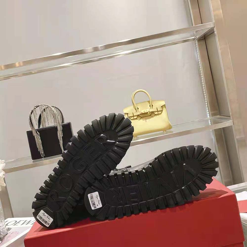 Roger Vivier Women Viv’ Go-Thick Rhinestone Buckle Stretch Ankle Boots in Soft Leather - image 10