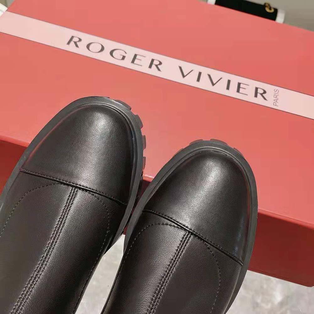 Roger Vivier Women Viv’ Go-Thick Rhinestone Buckle Stretch Ankle Boots in Soft Leather - image 9