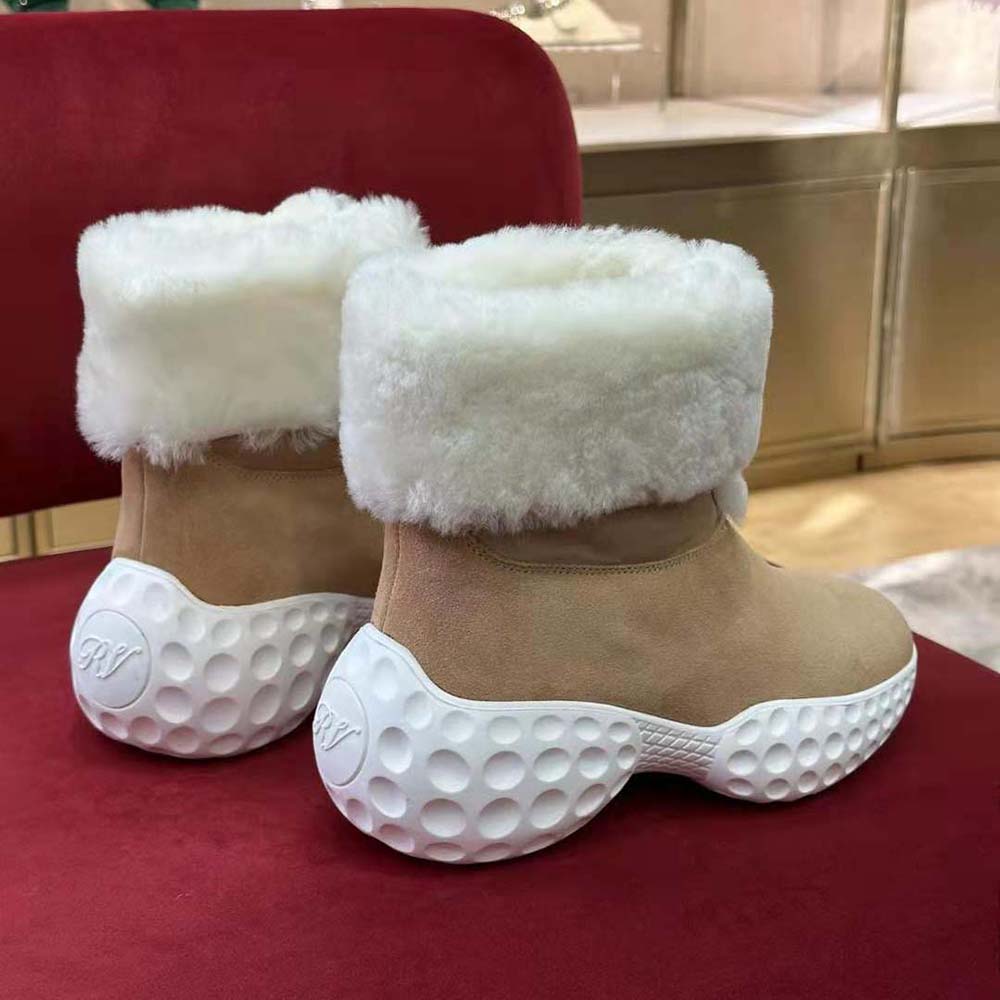 Roger Vivier Women Viv’ Run Light Fur Ankle Boots in Suede - image 4
