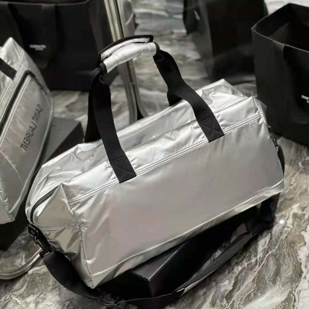 Saint Laurent YSL Men Nuxx Duffle in Metallized Nylon-Silver - image 4