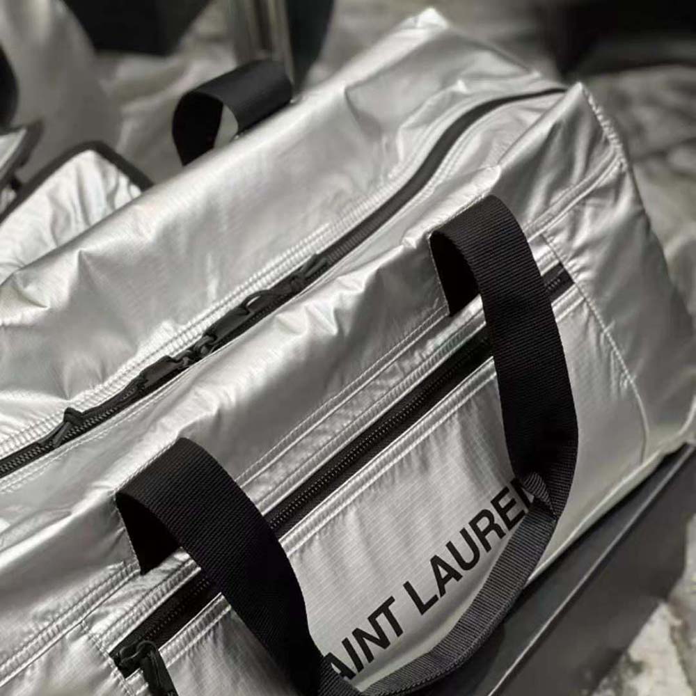 Saint Laurent YSL Men Nuxx Duffle in Metallized Nylon-Silver - image 7