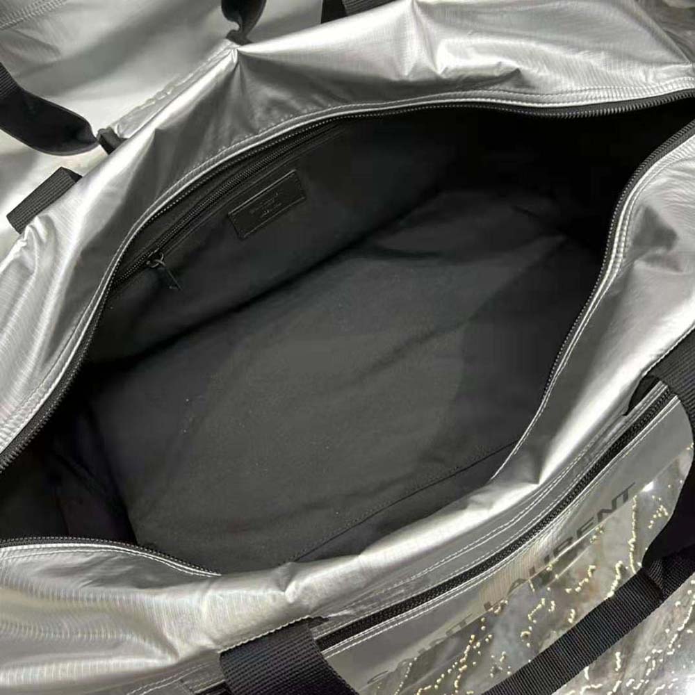 Saint Laurent YSL Men Nuxx Duffle in Metallized Nylon-Silver - image 10