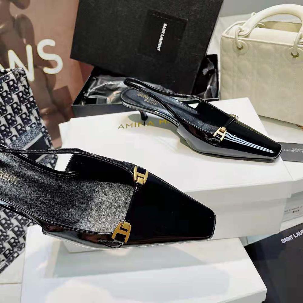 Saint Laurent YSL Women Blade Sslingback Pumps in Patent Leather - image 8