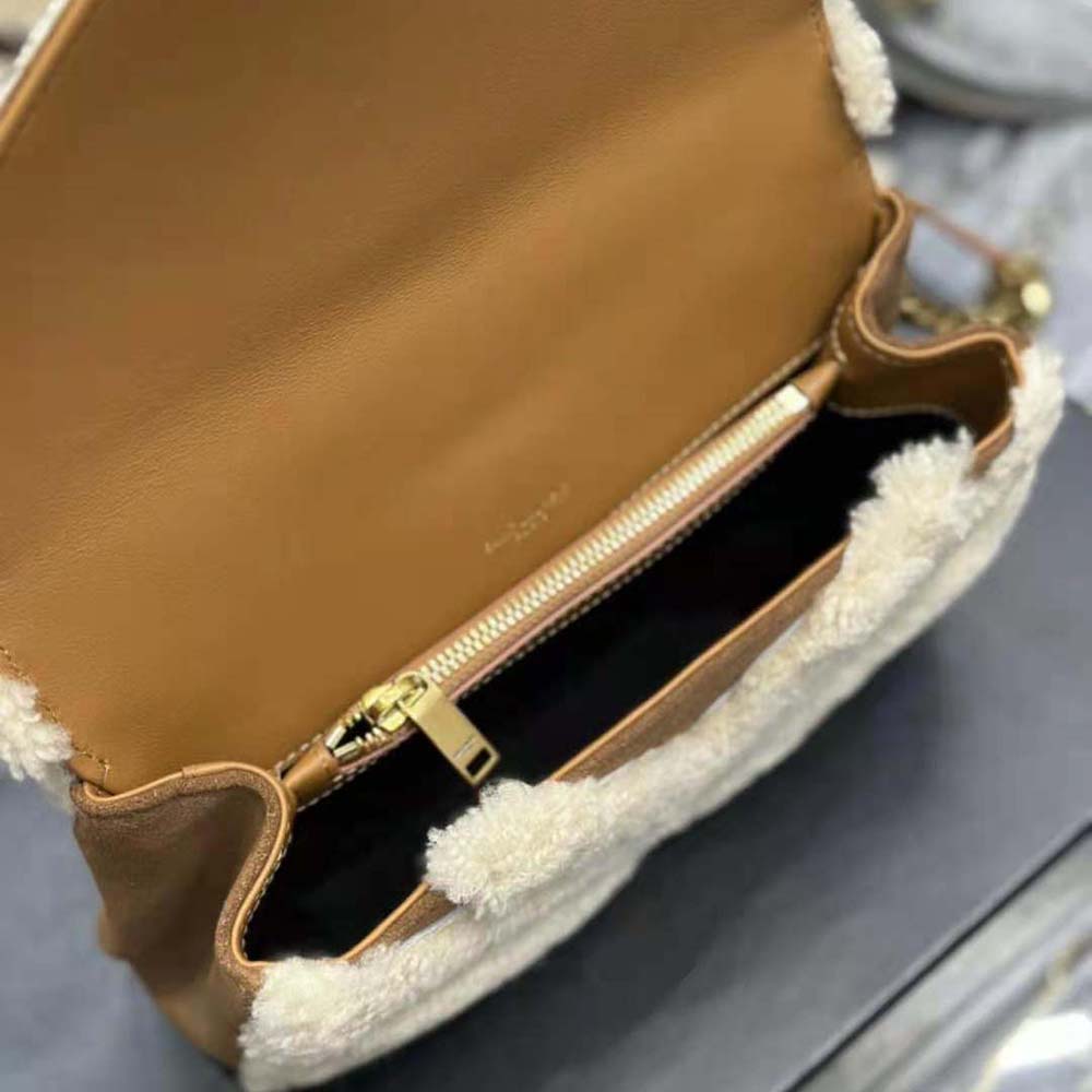 Saint Laurent YSL Women College Medium Chain Bag in Suede and Shearling - image 10
