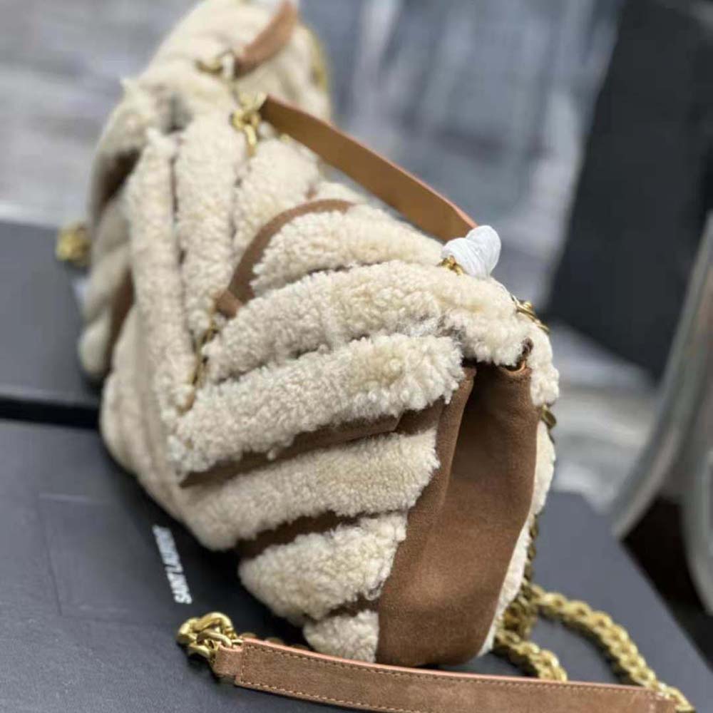 Saint Laurent YSL Women College Medium Chain Bag in Suede and Shearling - image 7