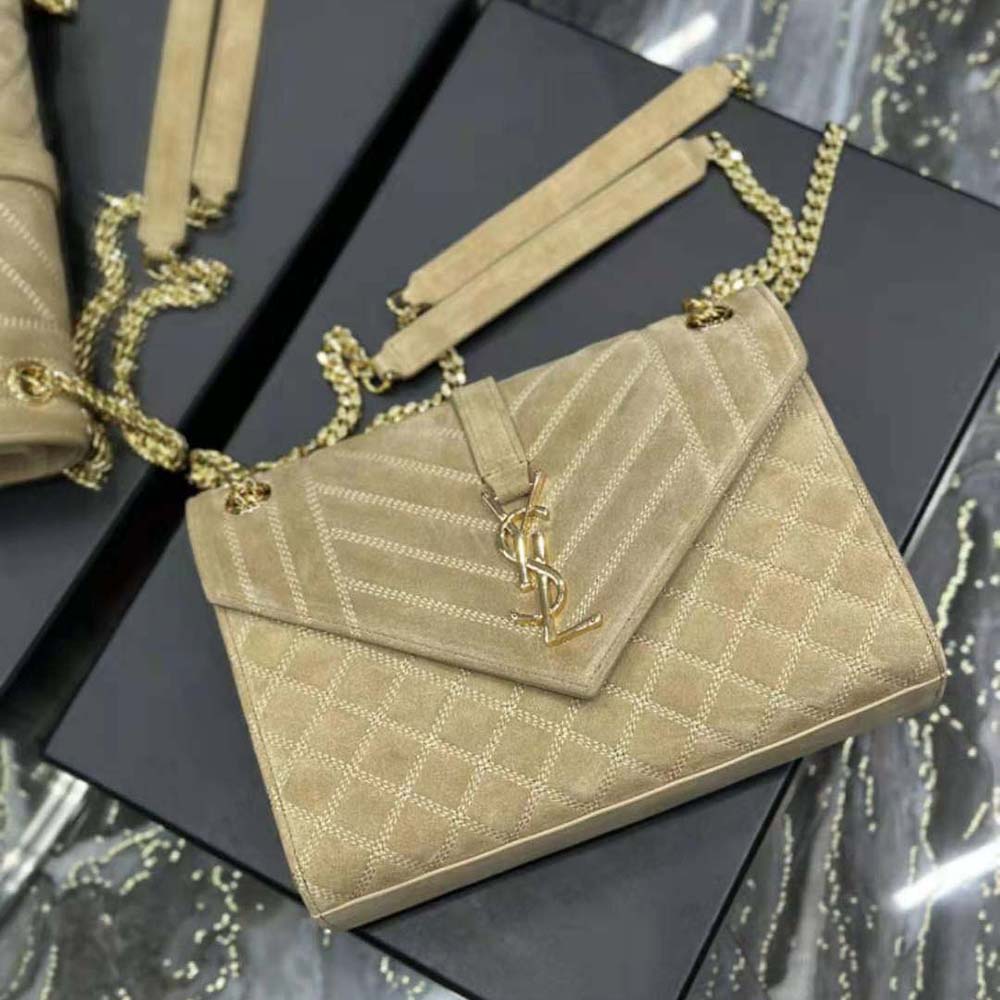 Saint Laurent YSL Women Envelope Medium Chain Bag in Mix Matelassé Corduroy - image 6