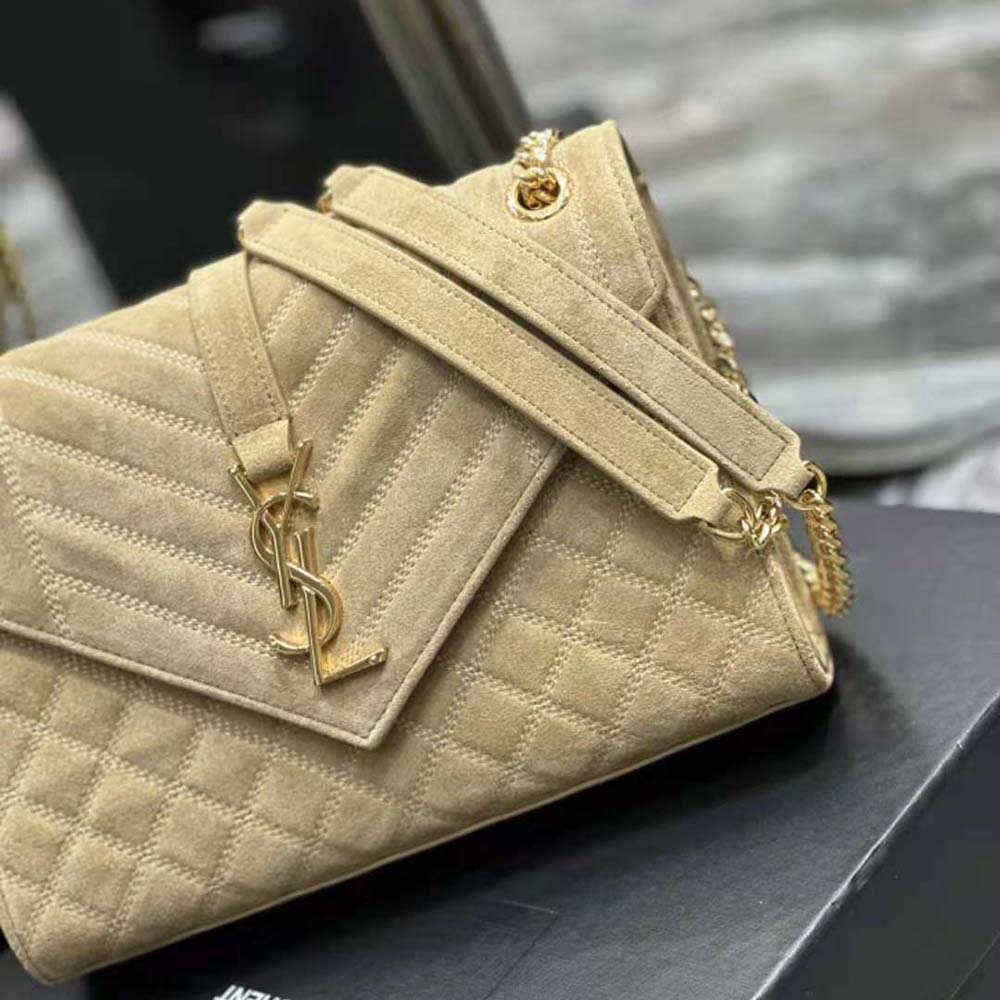 Saint Laurent YSL Women Envelope Medium Chain Bag in Mix Matelassé Corduroy - image 9