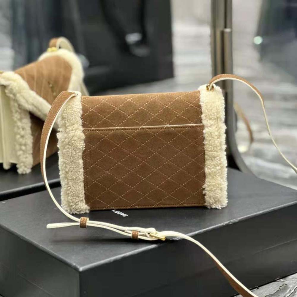 Saint Laurent YSL Women Gaby Satchel in Quilted Suede and Shearling - image 4