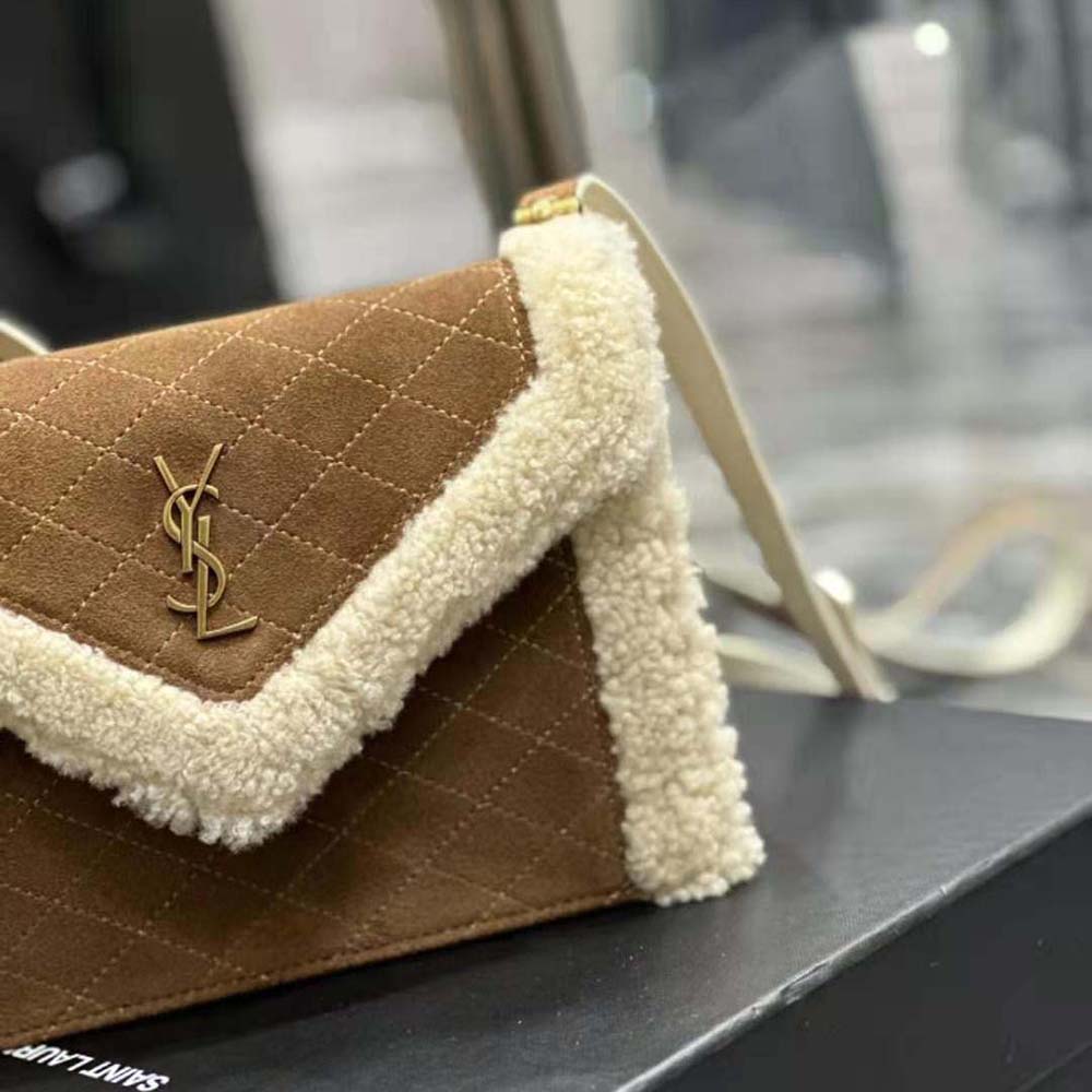 Saint Laurent YSL Women Gaby Satchel in Quilted Suede and Shearling - image 9