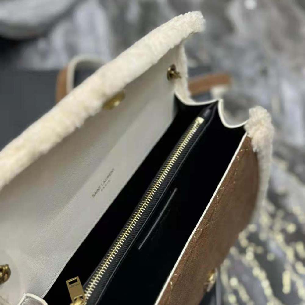 Saint Laurent YSL Women Gaby Satchel in Quilted Suede and Shearling - image 10