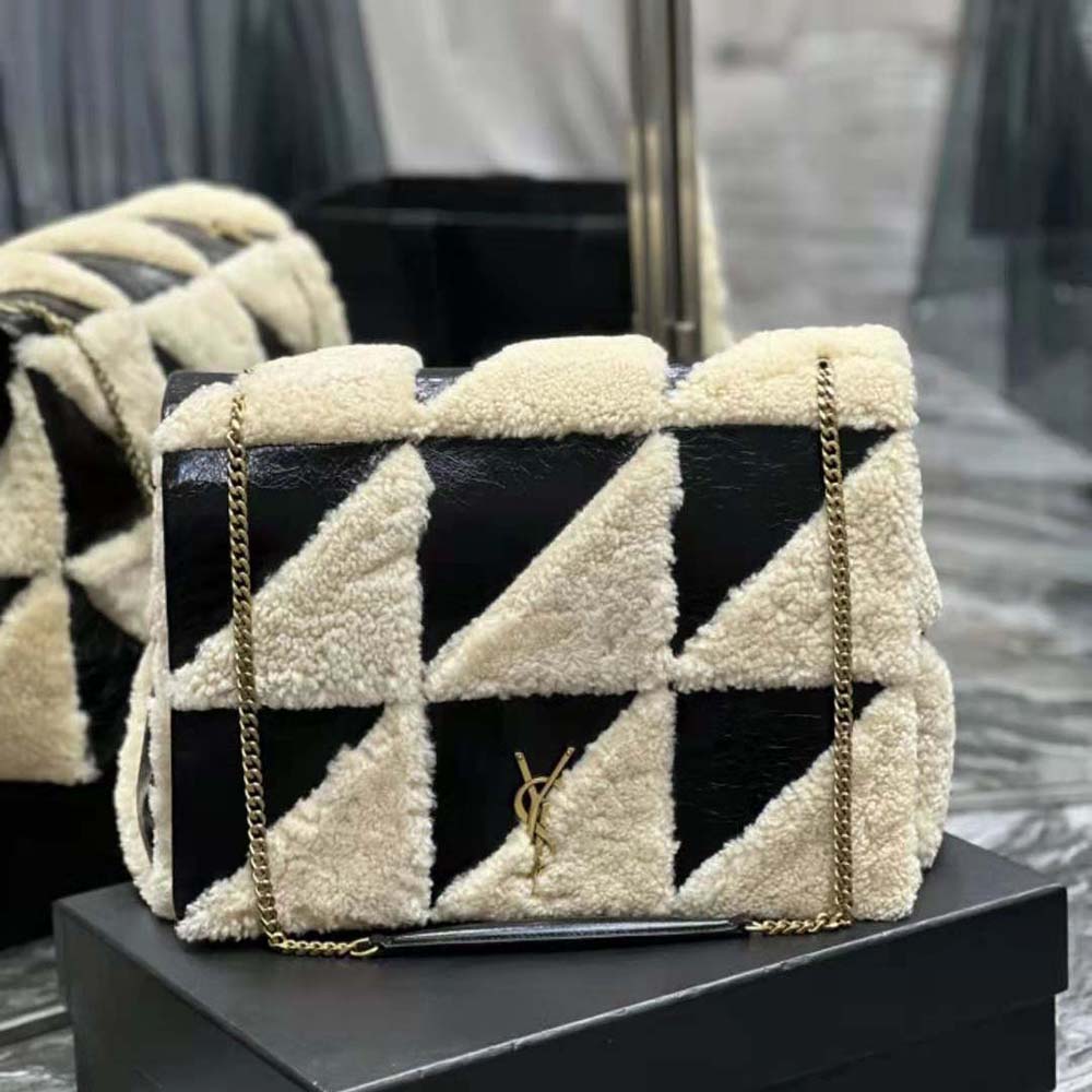 Close-up of oversized YSL giant chain hardware on Jamie Giant Chain Bag