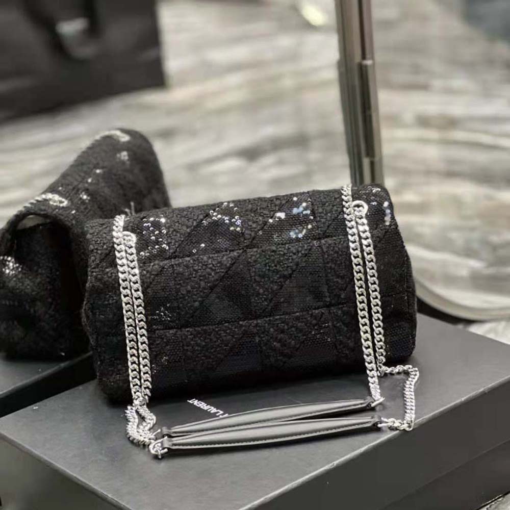 Side profile showing shape and closure of Saint Laurent Women Jamie Medium Bag