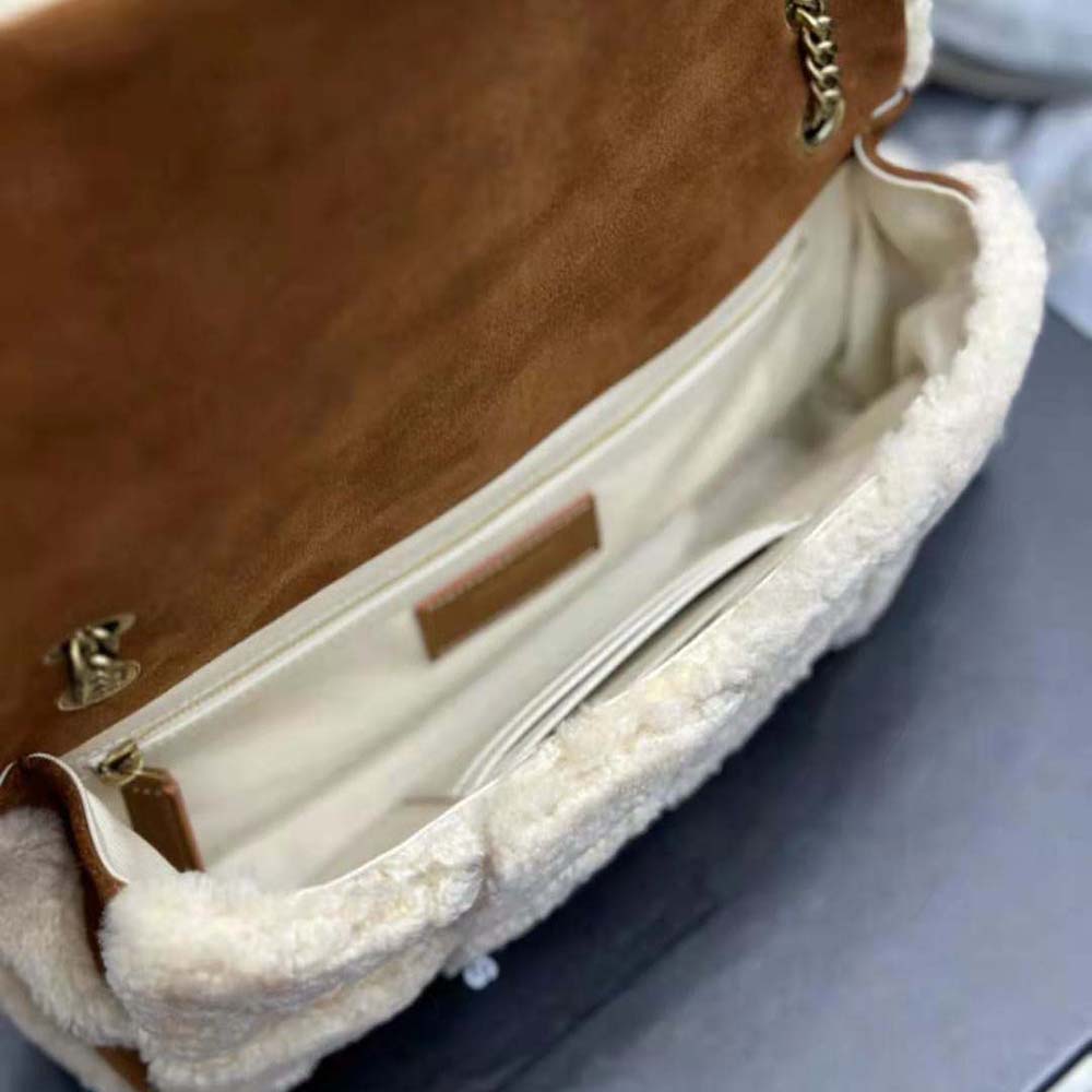 Saint Laurent YSL Women Jamie Medium Chain Bag “Carré Rive Gauche” in Suede and Shearling Patchwork - image 10
