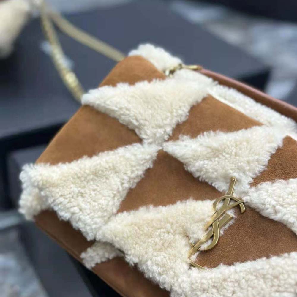 Saint Laurent YSL Women Jamie Medium Chain Bag “Carré Rive Gauche” in Suede and Shearling Patchwork - image 7