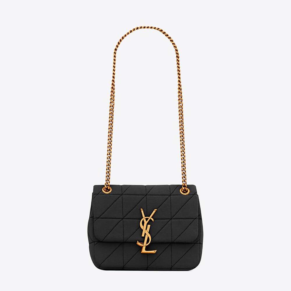 Front view of Saint Laurent YSL Women Jamie Mini Chain Bag Carré Rive Gauche in Jersey