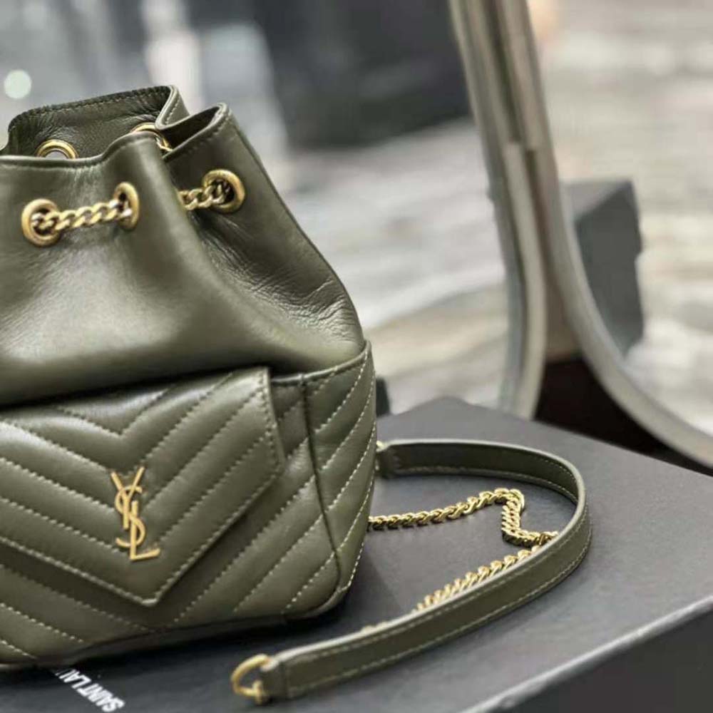 Saint Laurent YSL Women Joe Backpack in Lambskin-Green - image 6
