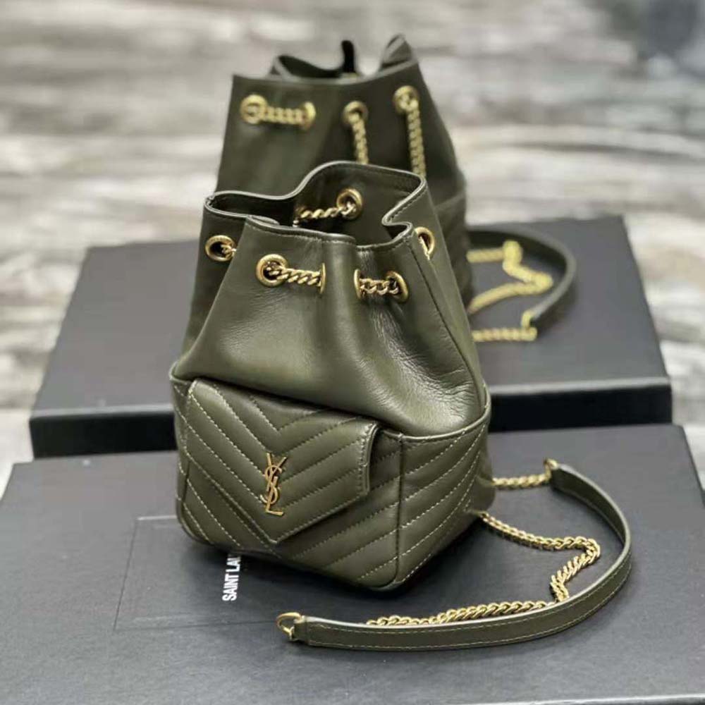 Saint Laurent YSL Women Joe Backpack in Lambskin-Green - image 5