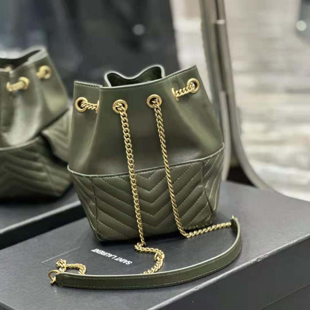 Saint Laurent YSL Women Joe Backpack in Lambskin-Green - image 4