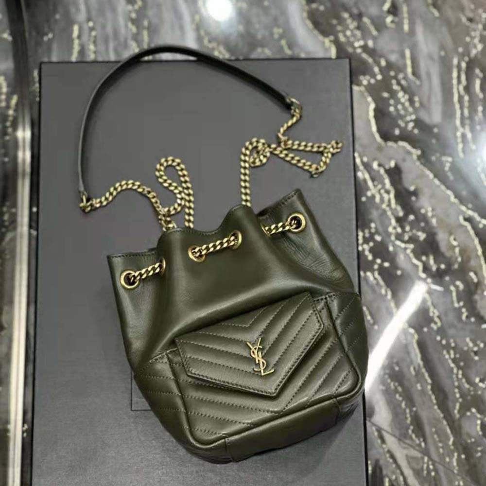 Saint Laurent YSL Women Joe Backpack in Lambskin-Green - image 9