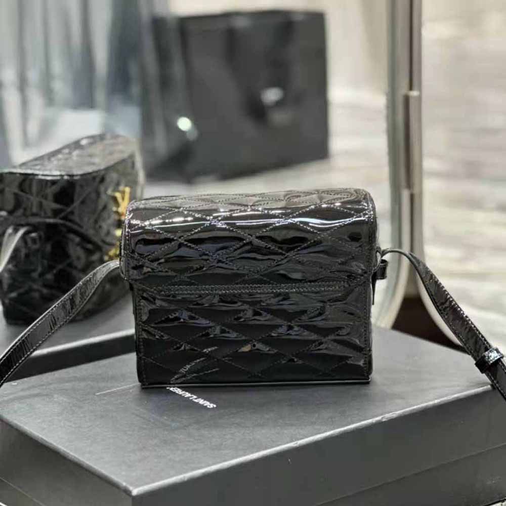 Saint Laurent YSL Women June Box Bag in Quilted Patent Leather - image 7
