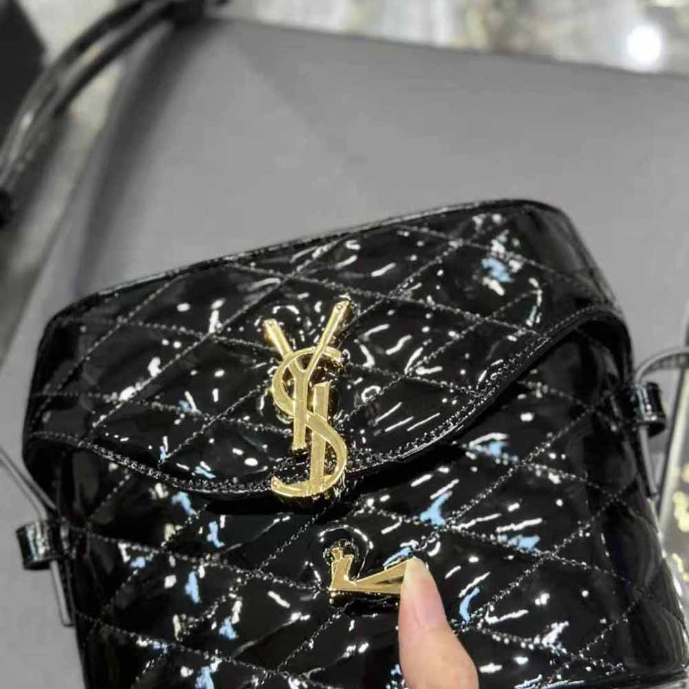 Saint Laurent YSL Women June Box Bag in Quilted Patent Leather - image 9