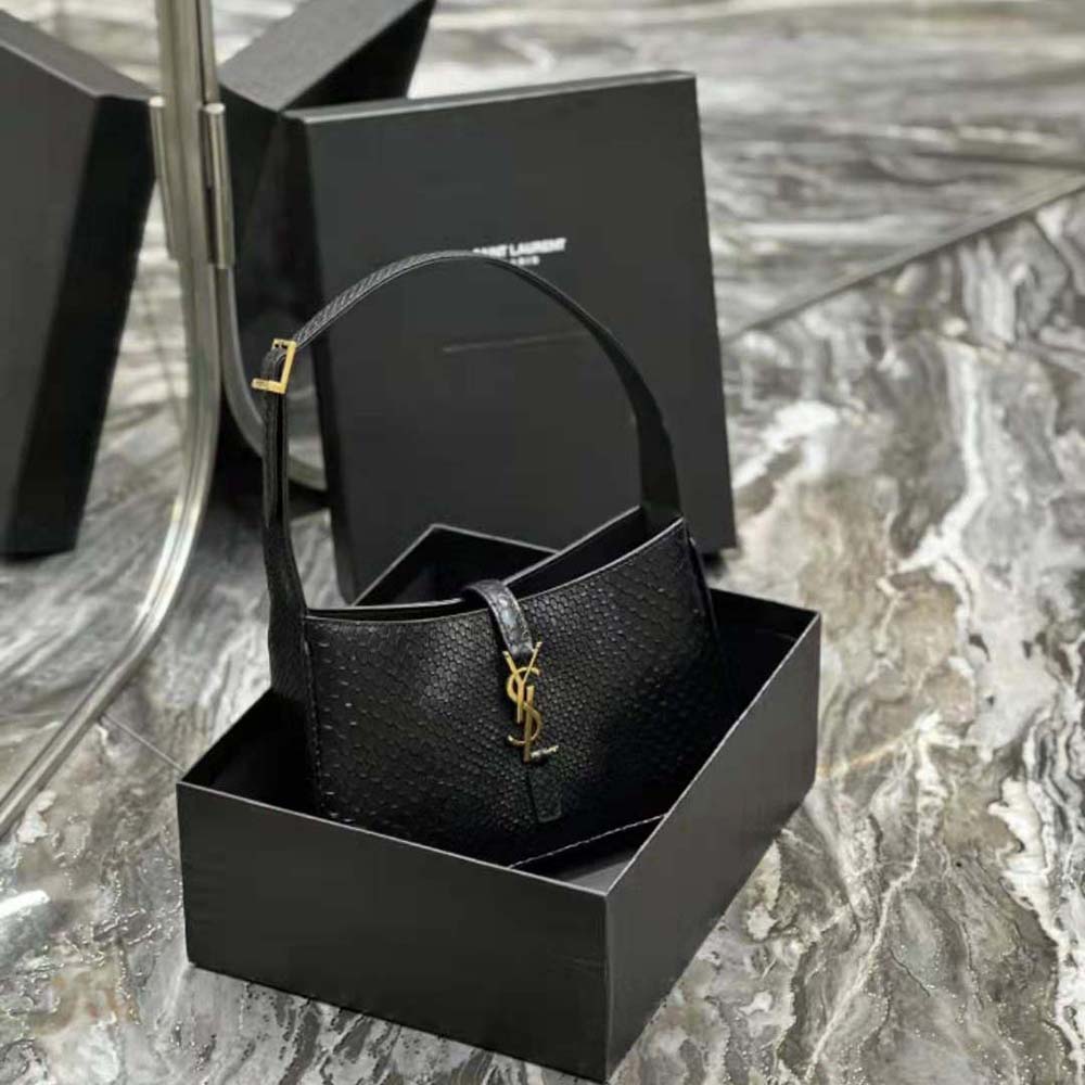 Side angle showing silhouette of Saint Laurent YSL Le 5 A 7 Hobo Bag