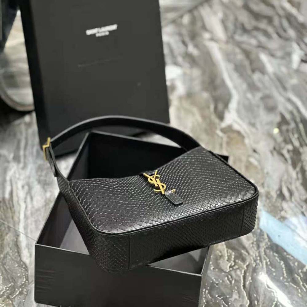 Saint Laurent YSL Women Le 5 A 7 Hobo Bag in Lizard Shiny Leather-Black - image 5