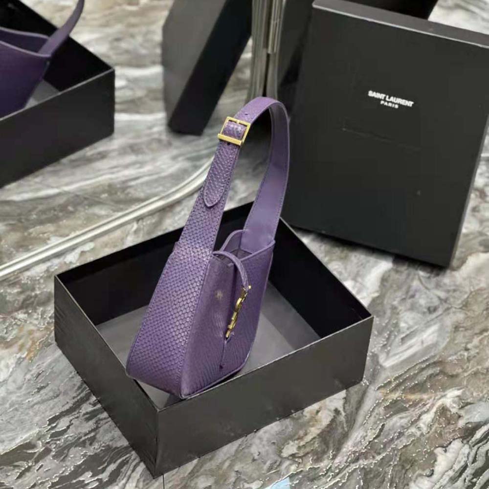 Saint Laurent YSL Women Le 5 A 7 Hobo Bag in Python-Purple - image 8