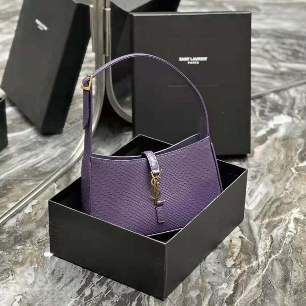Saint Laurent YSL Women Le 5 A 7 Hobo Bag in Python-Purple - image 4