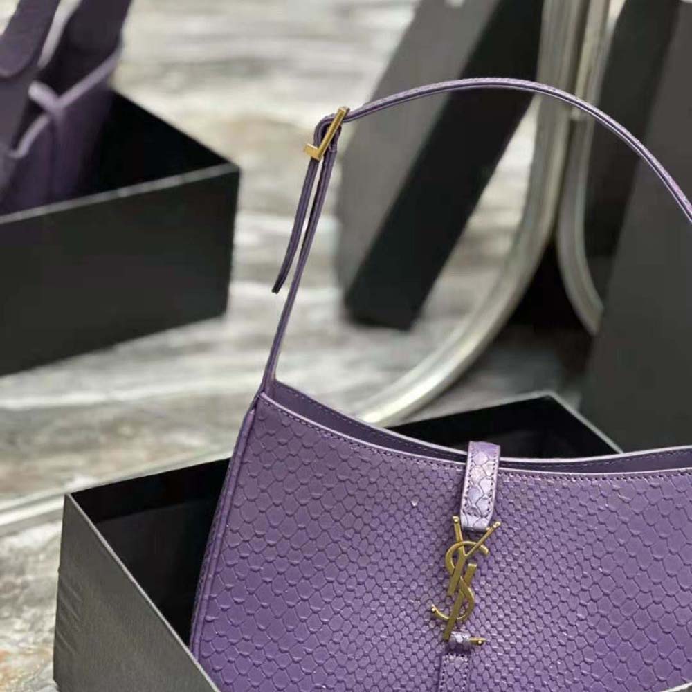 Saint Laurent YSL Women Le 5 A 7 Hobo Bag in Python-Purple - image 9