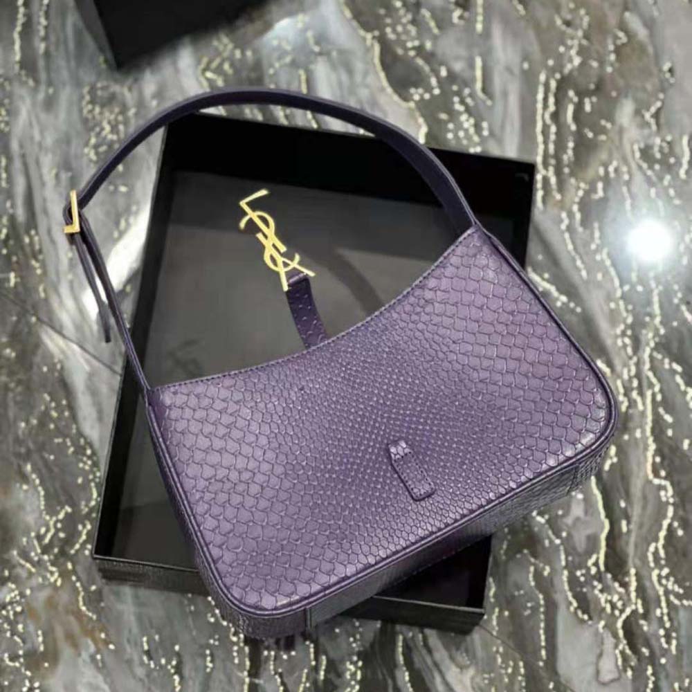 Saint Laurent YSL Women Le 5 A 7 Hobo Bag in Python-Purple - image 7