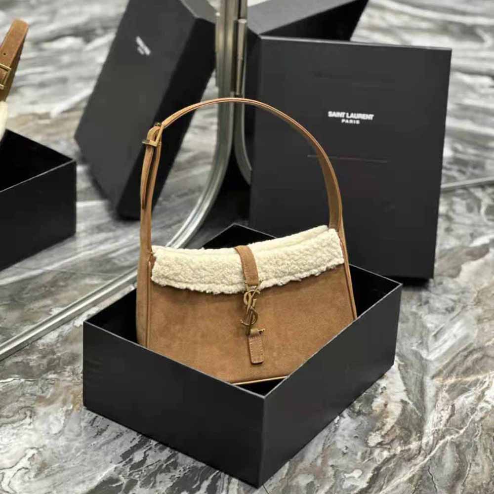 Saint Laurent YSL Women Le 5 à 7 Hobo Bag in Suede and Shearling - image 5
